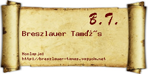 Breszlauer Tamás névjegykártya